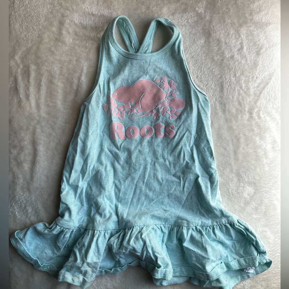 🏷️ 3/$40 🏷️ Roots Light Blue Kids Dress with Pink Logo